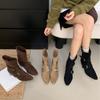 2025 autumn and winter retro belt buckle thick heel fold two wear short boots women's fashion temperament fashion short boots