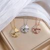Foldable Heart Zirconia Flower Necklace: Japanese-Korean Style, Versatile Chain Design for Women