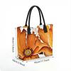  Orange Floral Print Tote Bag Casual Large Capacity Handbag for Daily Use