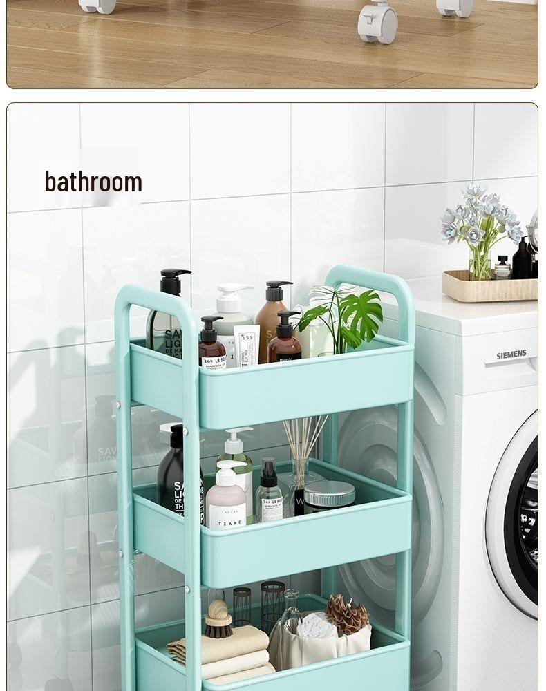 Compact Multi-layer Trolley Storage Rack for Kitchen, Bedroom, and Bathroom