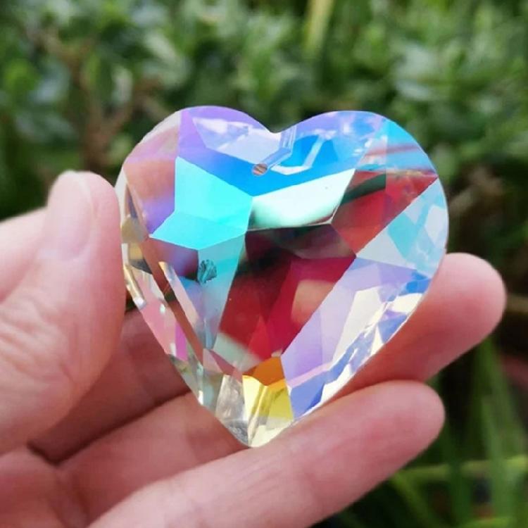 Crystal Heart-shaped Prism Crafts Window Door Ornaments Chandelier Rope Pendant