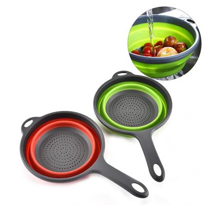 Foldable Silicone Colander Fruit Vegetable Washing Basket Strainer with Handle Strainer Collapsible Drainer Kitchen Tools Basin