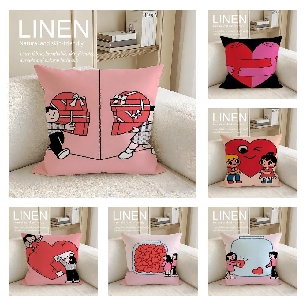 Festival Cute Valentines Day Cushion Cover Pillowcase Set Pcs x x Breathable Washable Sofa Cushion Cover