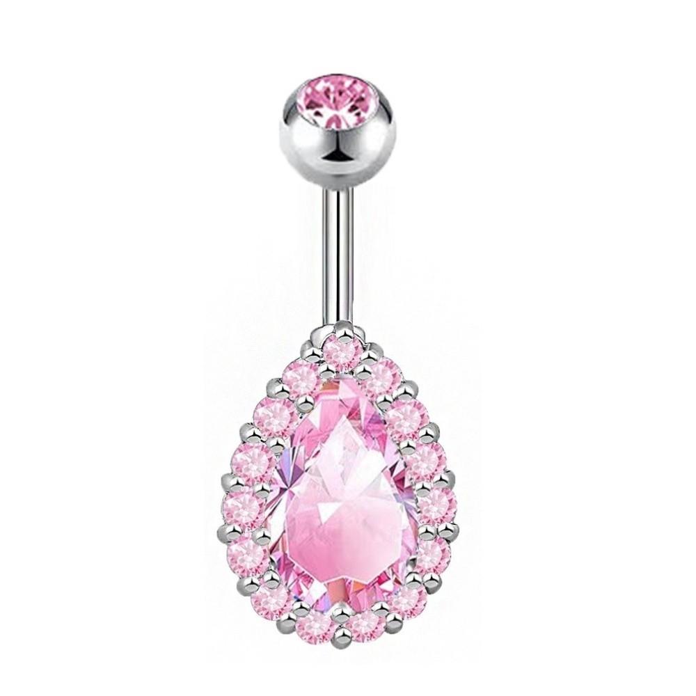 Colorful Zircon Navel Ring Stainless Steel Body Piercing Jewelry Vintage Belly Button Ring  Women