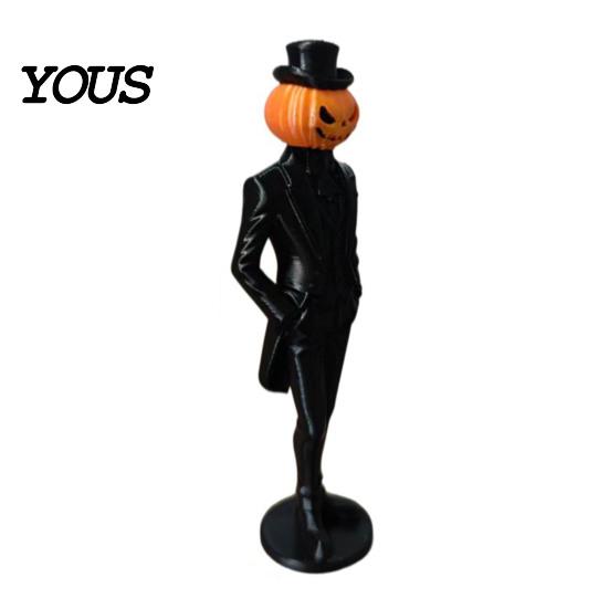 Festive Atmosphere Ornament Pumpkin Gentleman Figurine, Halloween Head Man Statue, Spooky 3D Printed for Shelf Mantel Tabletop Decor Collectibles Fans