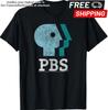 PBS Mavi Turkuaz ve Beyaz Logolu Kamu Yayın Hizmeti Tişört