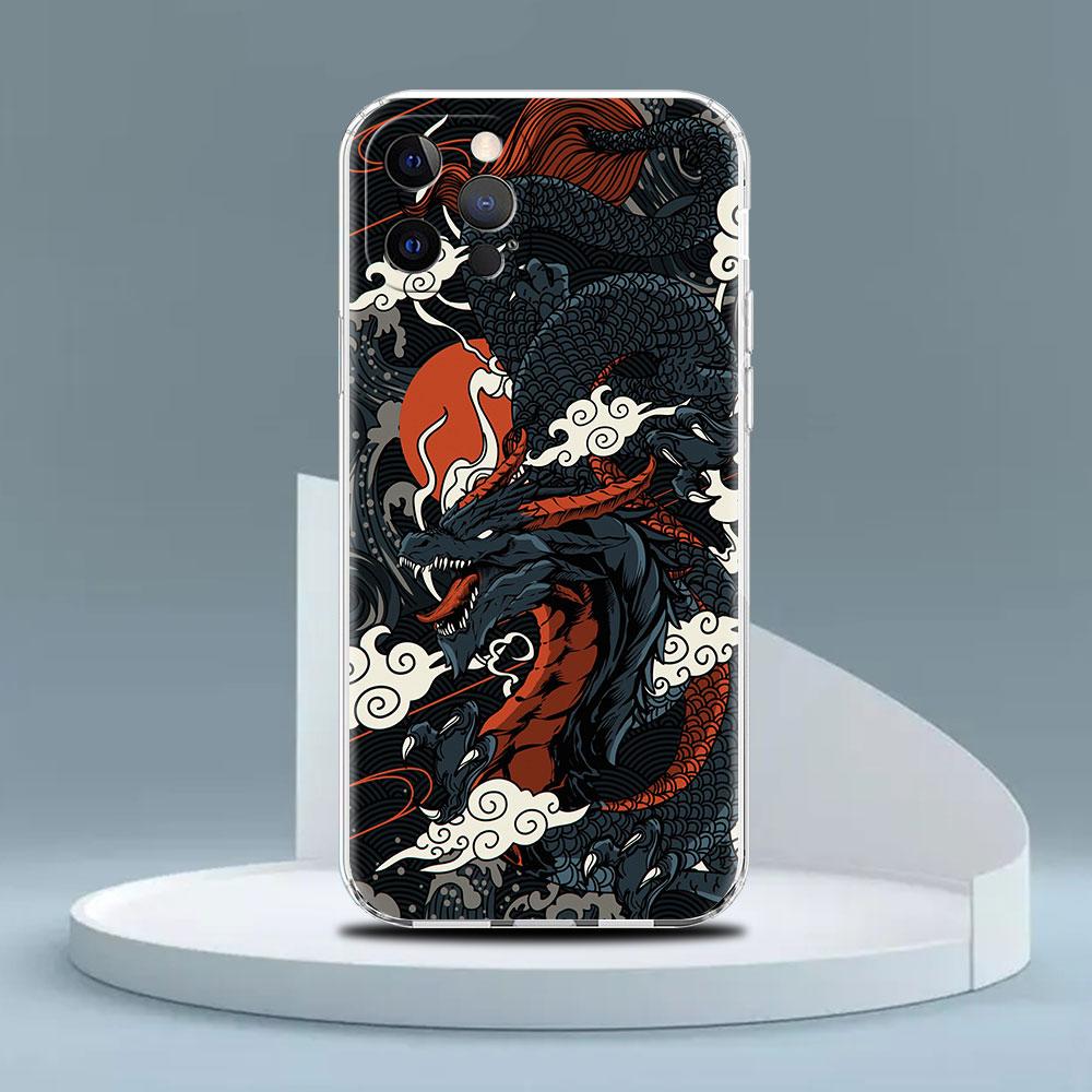 Clear Case For Apple iPhone 14 13 11 12 Pro 7 8 Plus XR X XS Max 6 6S 14Pro Silicone Phone Cover Animal Dragon