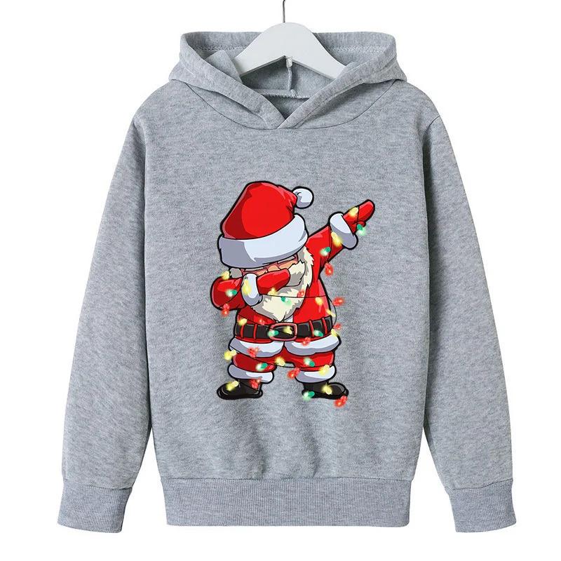 Cartoon Anime Paar Kapuzenpullover Europäische Größe Bedruckter Pullover Weihnachten Weihnachtsmann Muster