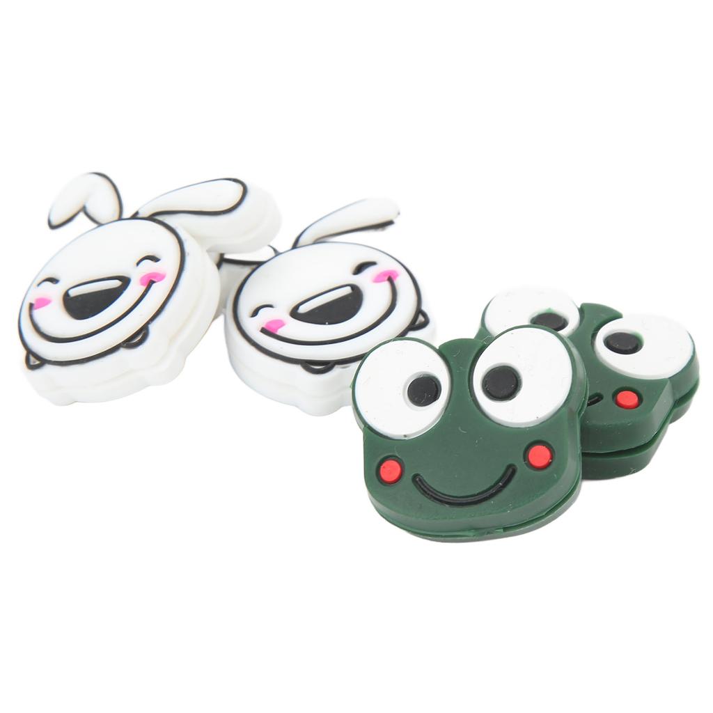 4 PCS Tennis Racket Vibration Dampener Cartoon Animal Shape Tennis Shock Absorber Frog 2.2cm 0.9in Rabbit 2.8cm 1.1in