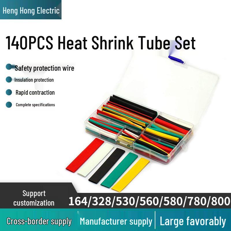 Colorful 140-Piece Insulated Heat Shrink Tube Set with Terminal Sleeves