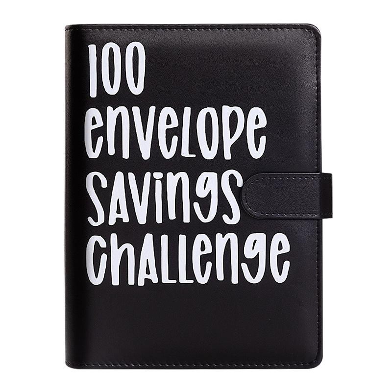 Custom Logo Lovers 100 Envelope Money Saving Challenge Loose-Leaf Budget Binder A5 PU Leather Storage Book with Kawaii PVC Cover