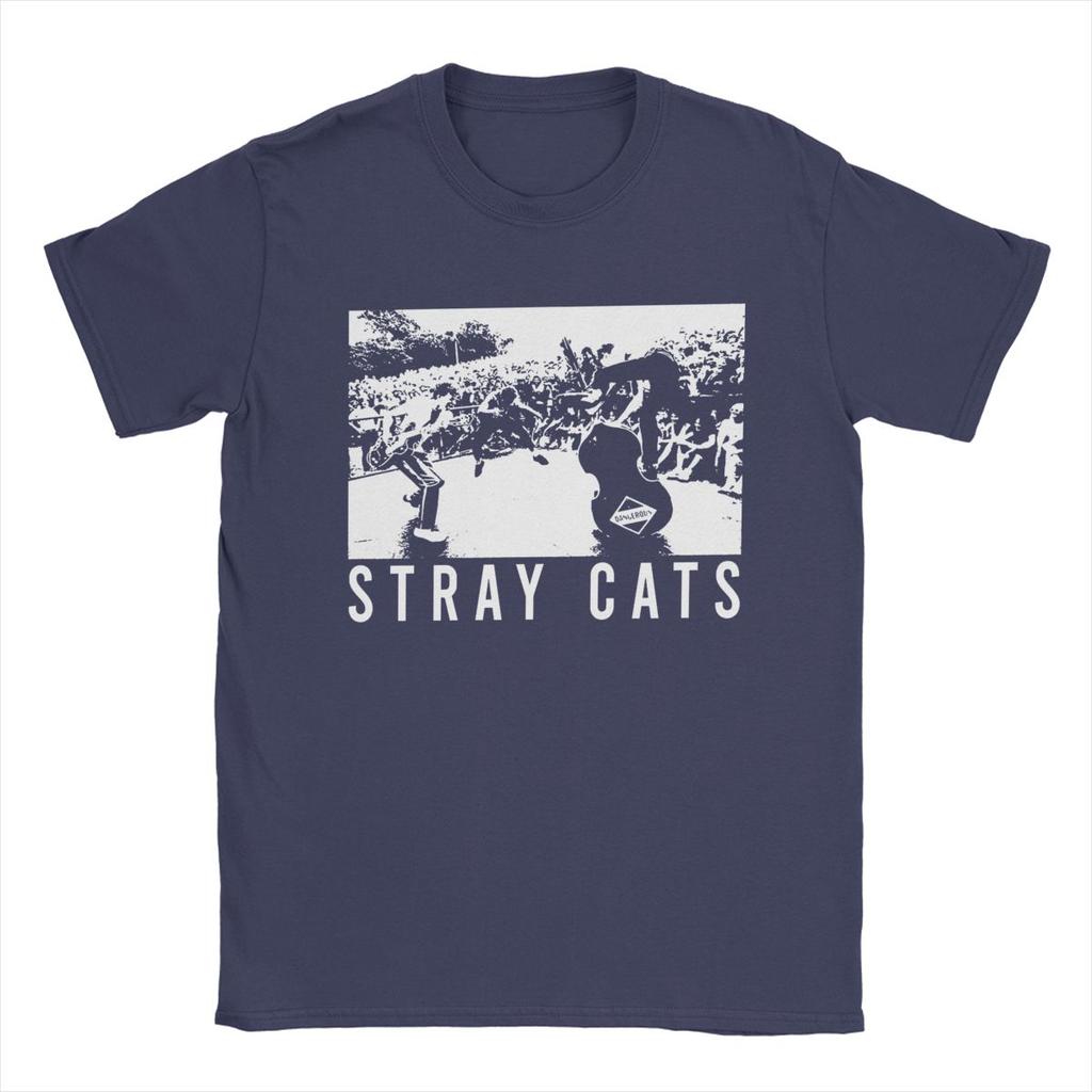 Novelty Band Stray Cats T-Shirts for Men Round Collar 100% Cotton T Shirts Short Sleeve Tee Shirt Plus Size Clothes