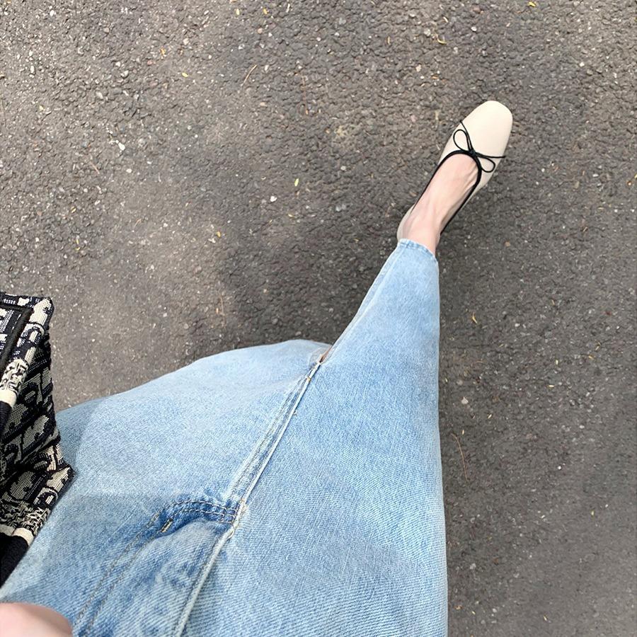 Advanced Sheepskin Version~ Grape Mother Same Gentle Bow Square Head Shallow Mouth Flat Bottom Soft Sole Ballet Single Shoe Women