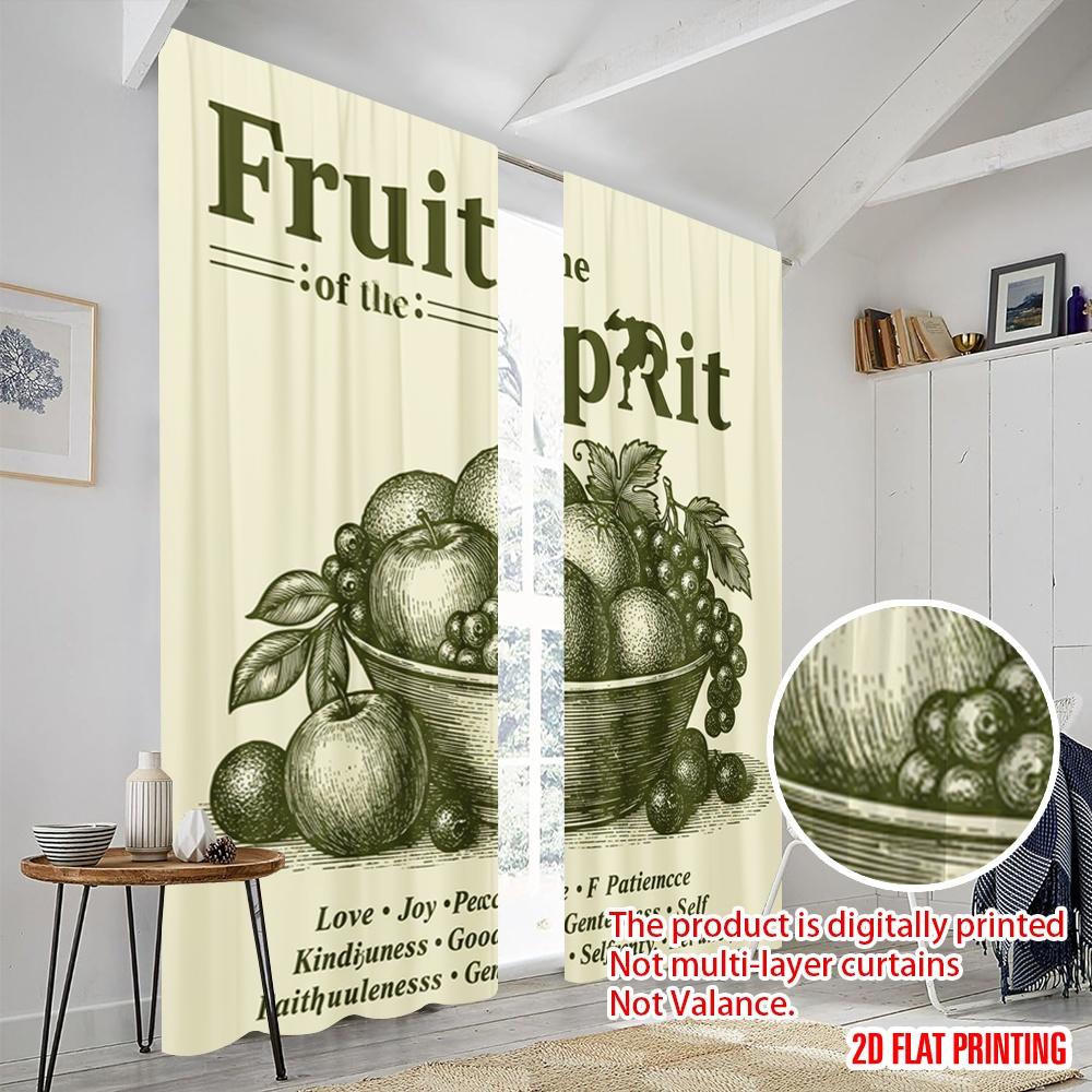 2pcs 2D Flat Printing Drapes Fruit of the Spirit Love Joy Peace Polyester Fabric Without Electricity Birthday Party Use for