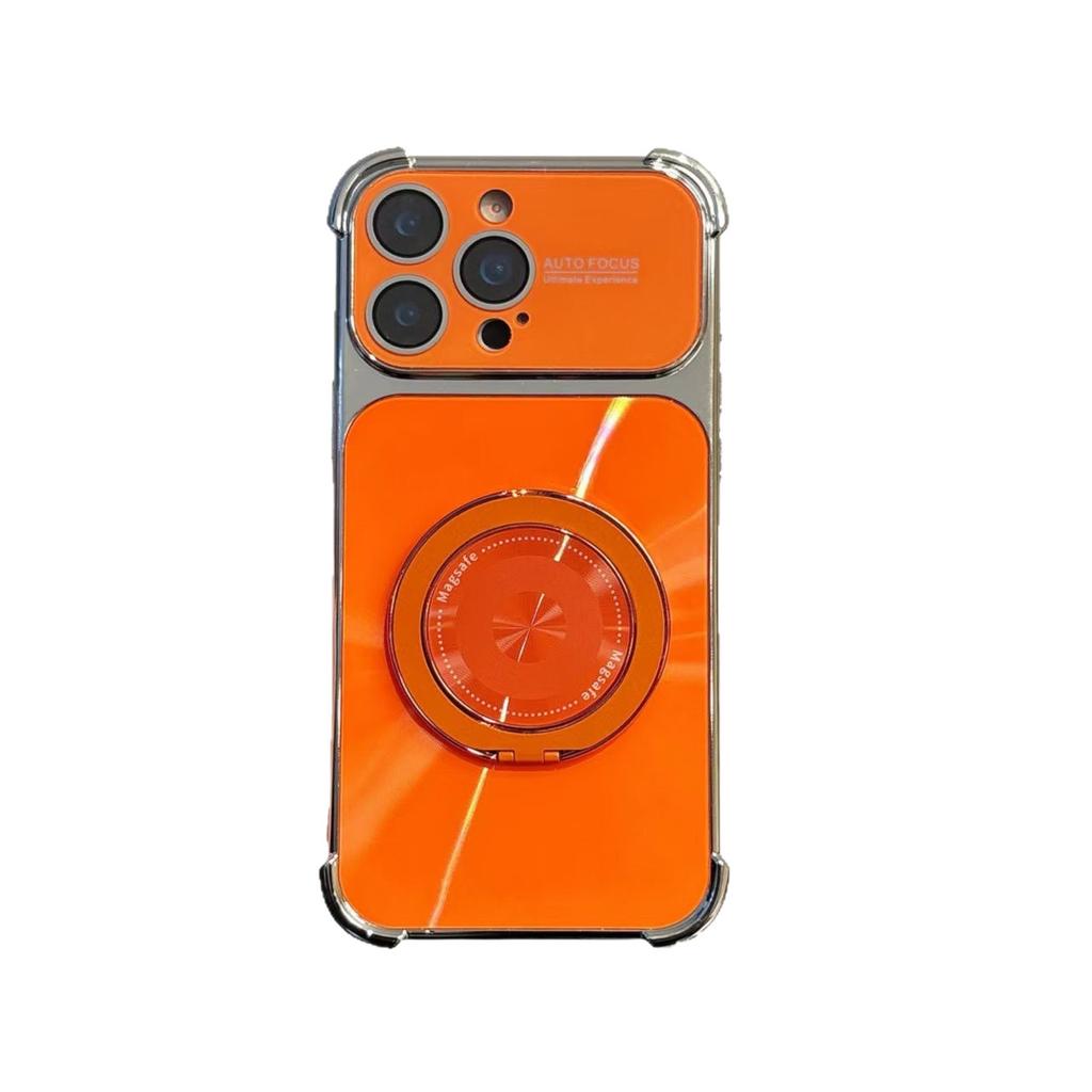 Aurora CD Pattern Fashion Electroplated Large Viewing Window Mobile Phone Case for Phone 17 Pro Max Shell Shockproof With Holder