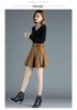 2022 High-Waisted A-line PU Faux Leather Pleated Skirt - Autumn/Winter Women's Stylish Short Umbrella Skirt