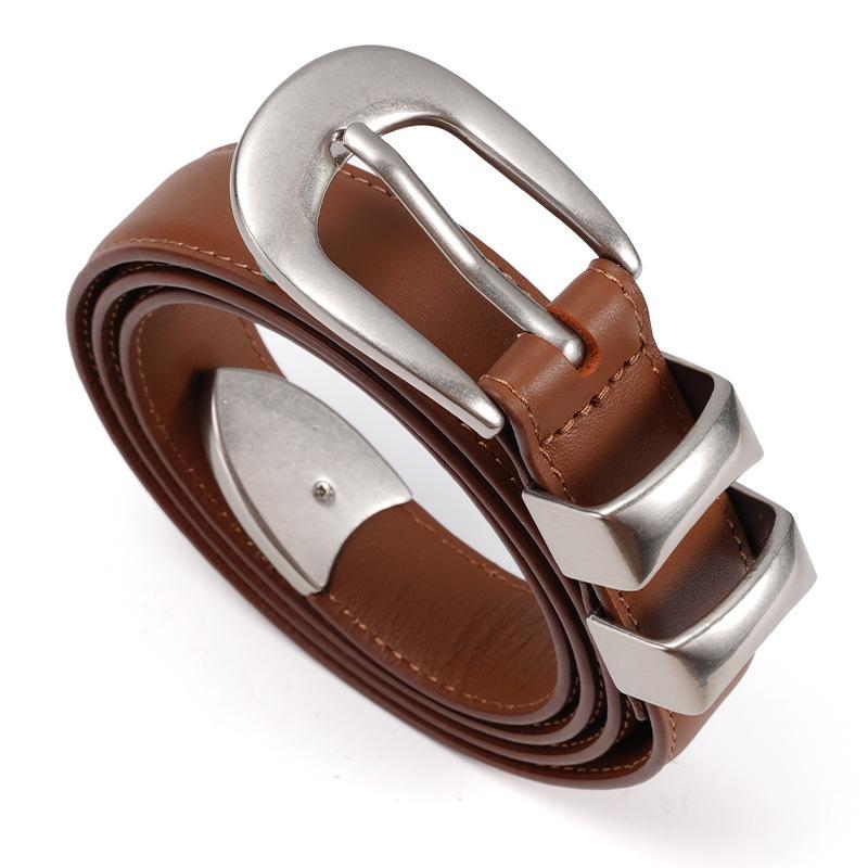 Women's Belt, Small Fragrant Style, High-end Simple Top Layer Cowhide Belt, Alloy Pin Buckle, Women's Decorative Casual Jeans Belt