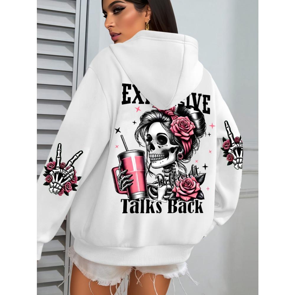 Expensive Talks Back Funny Print Women Hoody Harajuku Loose Clothes Fleece Warm Comfortable Hoodie Vintage Autumn Crewneck Top