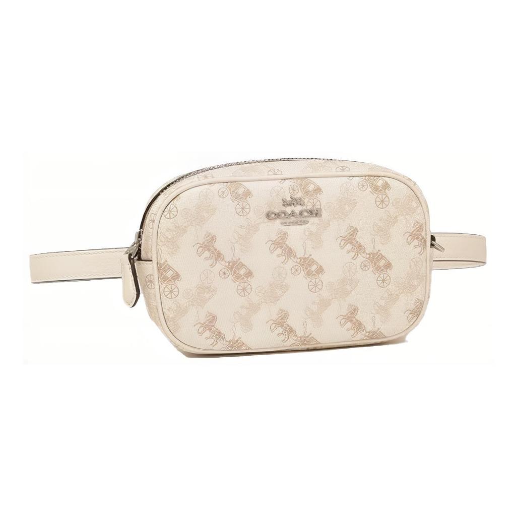 New COACH Leather One Shoulder Crossbody Camera Bag Fanny Pack Trumpets Women's White 78603-SVQB9