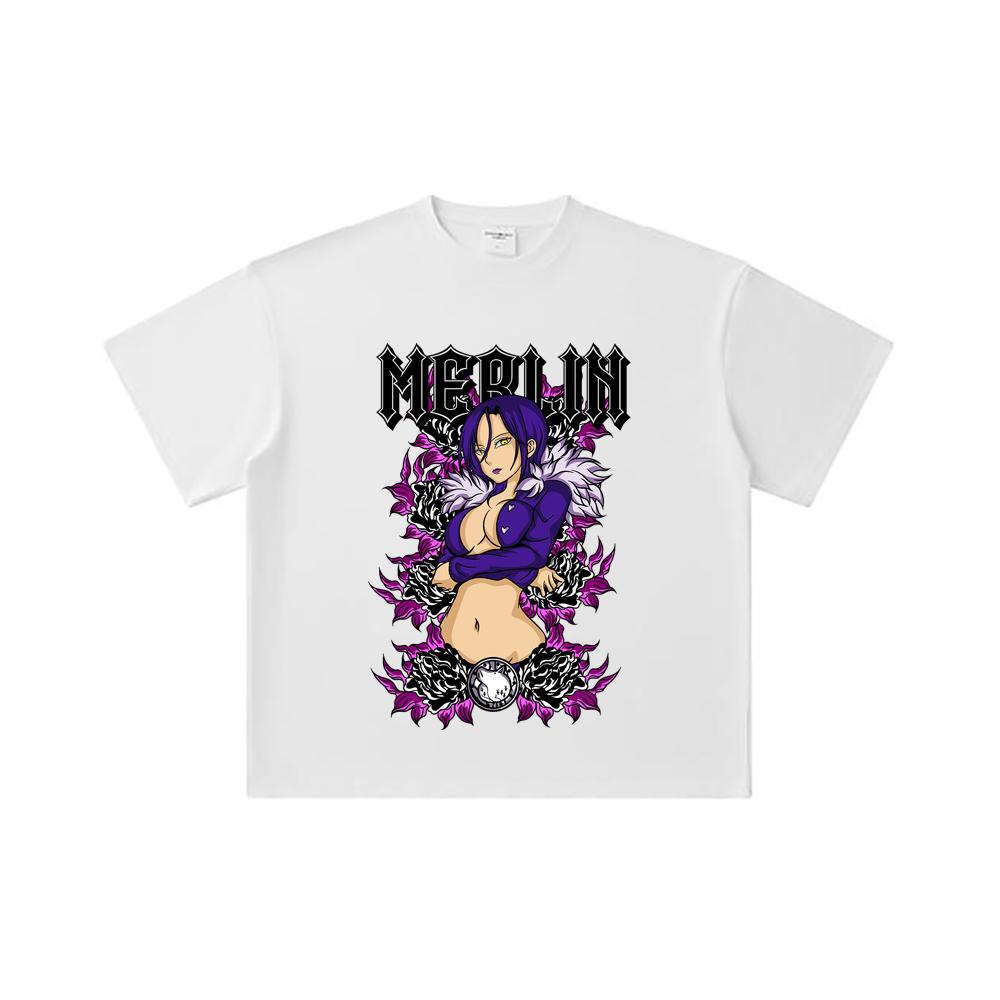 260 GSM Double Yarn 32 Count 100% Cotton Seven Deadly Sins V8 Merlin Print Unisex Heavy Cotton T Shirt… More