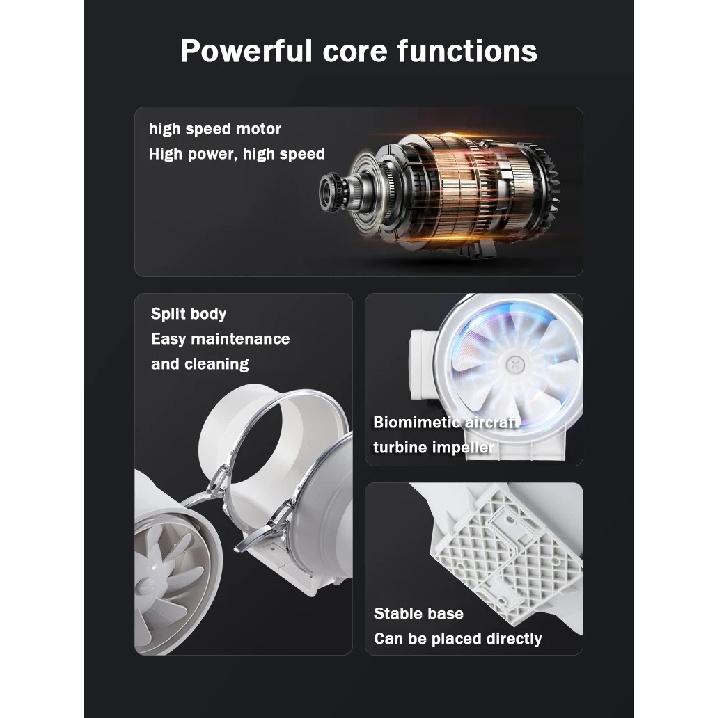 3/4/5 inch Exhaust Fan Home Silent Inline Pipe Duct Fan Bathroom Extractor Ventilation Kitchen Toilet Wall Air Ventilator 110V