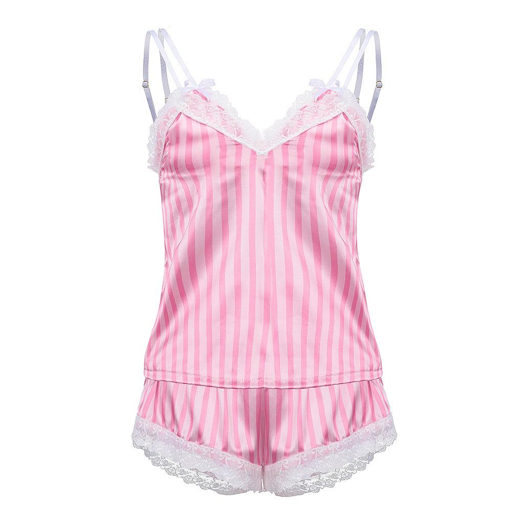 Products, new European and American erotic underwear, sexy striped split two-piece set S розовый