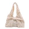 Corduroy Shoulder Bag Girly Dumpling Tote Bag Bow Print Bag Soft For Shopping Decorative Matching Piece Daily Commuting