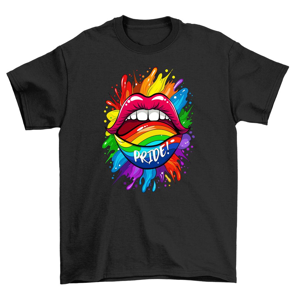 Pride_43'' Rainbow Lip T-Shirt Mens Womens Tees Top - Wear Your Colors Proudly! Funny Unisex Tee, Per