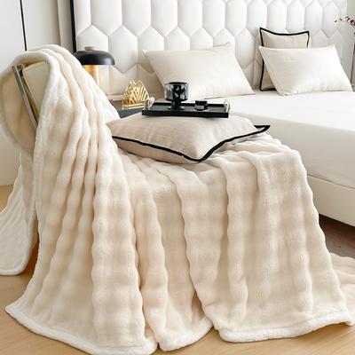 Premium European and American Style Solid Color Coral Velvet Blanket for Sofa, Camping and Gift