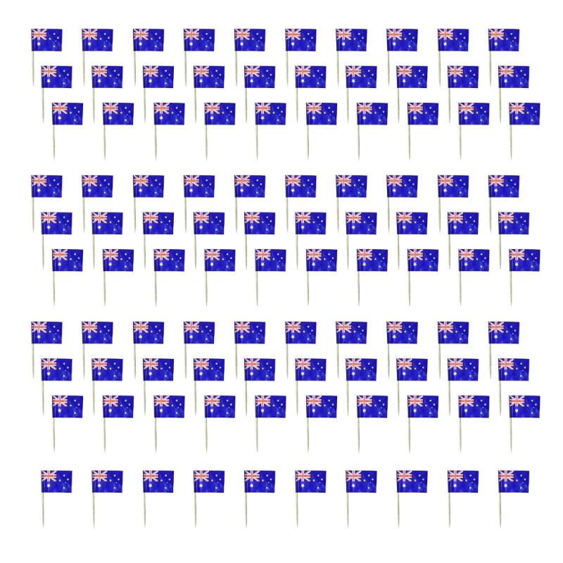 100Pcs Multicolor International Flag Toothpicks Cupcake Picks Cake Top Ornament For Desserts Display Festival Decoration