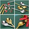 6Pcs Coffee Spoon Mixing Scoops Stirring Spoons Stainless Steel Spoon Christmas Gift Box Set  Party Table Ornaments Coffee Spoon