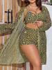 2025 New Plus Size Women's High-Waisted Three-Piece Split Bikini Swimwear