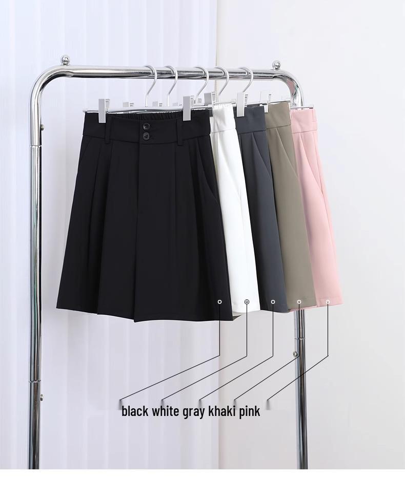 Women's Retro High-Waist A-Line Autumn Shorts 2024 – Casual, Loose, Wide-Leg Mid-Length.