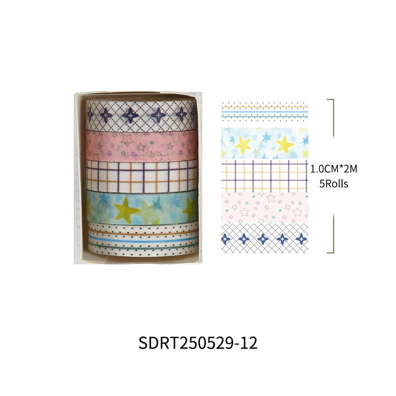 Qianmo Washi Tape Pack 5 Rolls Aesthetic Decorative Adhesive Tape for Journal Stickers DIY Supplies Bulk