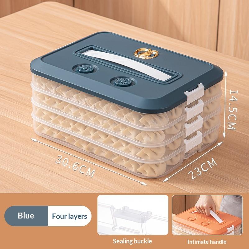 Space Saving Stackable Food Storage Containers 1-4 Layers Leakproof Sealed Dumpling Box for Kitchen Food Sorting