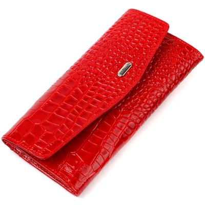 Attractive Women's Purse Made of Genuine Leather with Snake Embossing CANPELLINI 21699 Red