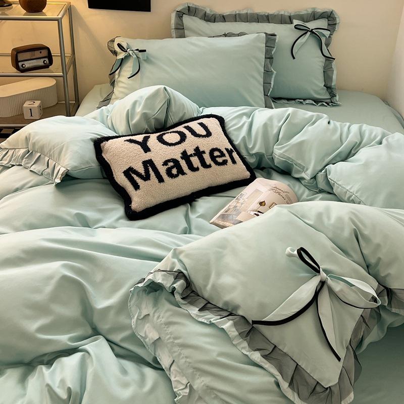 Cross-border E-commerce Exclusive Embroidered Patchwork Bed Set - Bowknot Lace Series
