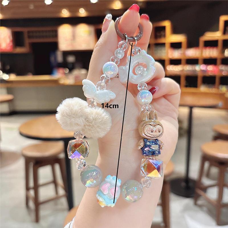 Dessin Animé Mignon Poupée Chaîne de Téléphone à Perles Universelle Douce Anti-Perte Dragonne de Téléphone pour Poignet Charme Décoration de Sac Étui d'Écouteurs Cadeaux