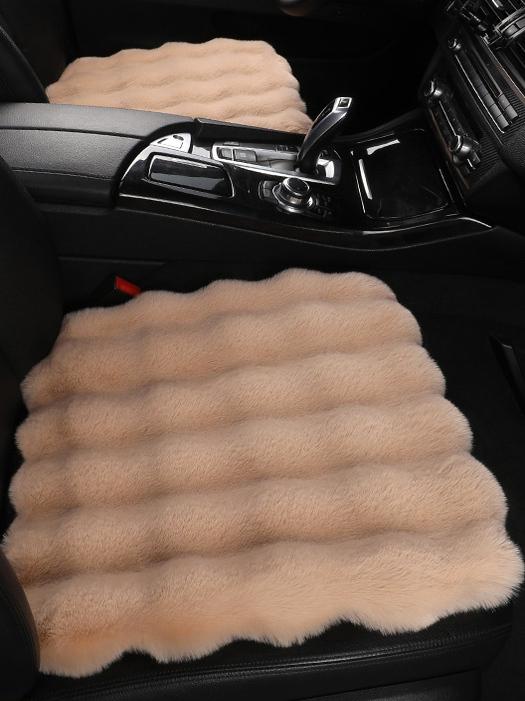 Heated Car Cushion Winter Warm Comfortable Bubble Velvet Simulation Rabbit Fur Car Pad 5 Seats Non-Backrest