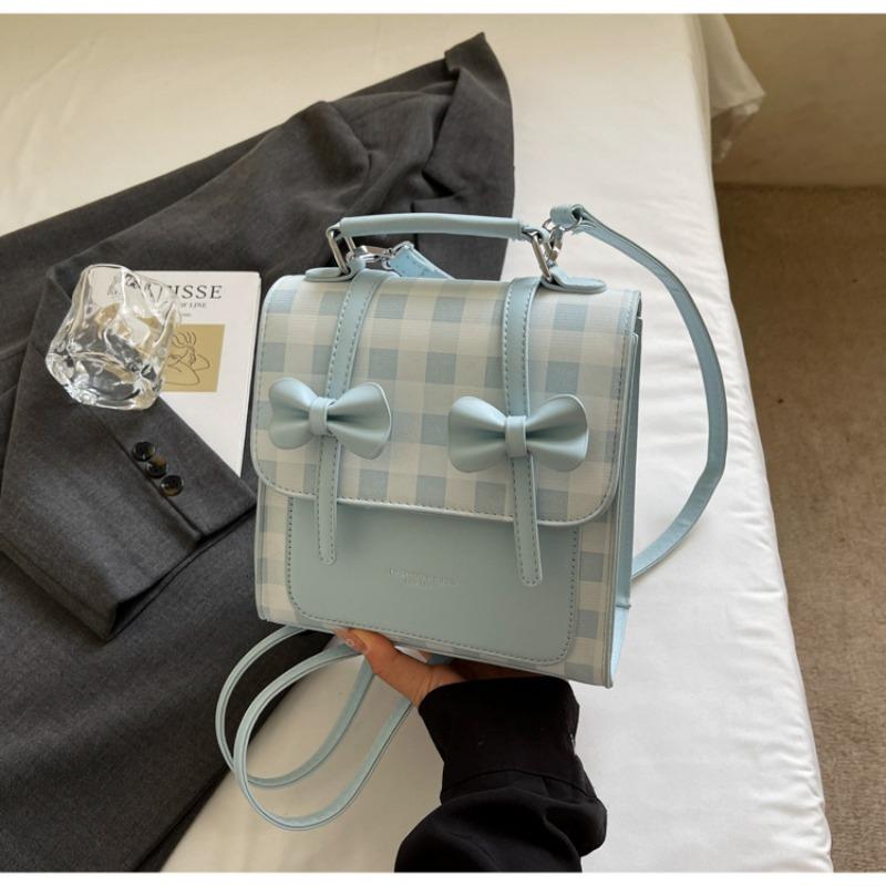 Solid Color College Style Commuter Backpack Women's New Trend Bow Portable Shoulder Messenger Bag