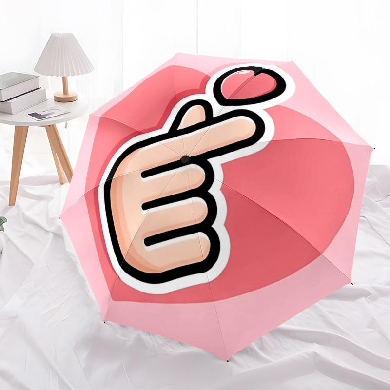 1pc Heart Gesture Folding Umbrella, Durable, Suitable for Outdoor Activities or Rain, Suitable for Commuting Yy251027107