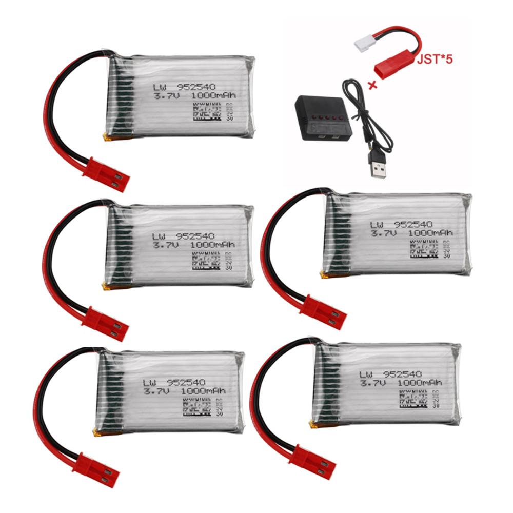 3.7V 1000mah Battery For X400 X500 X800 HD1315 HJ818 HJ819 X25 Rc Drone Spare Parts JST plug + Charger 3.7V lipo Battery