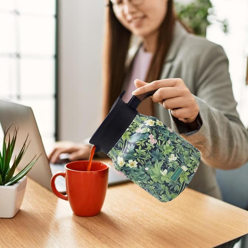 Vintage Floral Pattern Tea Thermos Built In Infuser 1000ml Floral Tea Kettle Stewed Teapot Tea Separation Water Bottle