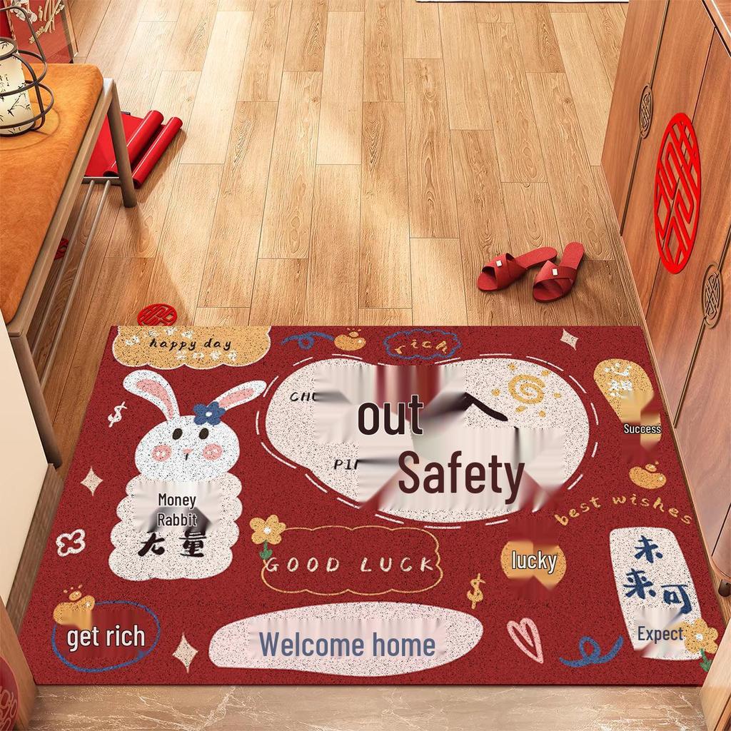 Festive Cartoon Door Mat: Stain-Resistant, Dirt-Wiping, Mud-Scraper Mat for Entryway & Home, Easy To Clean Coil Design.