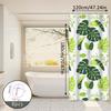 Fresh And Natural Style Turtle Leaf Bathroom Partition Curtain, Green Bathroom Space, Blocks Privacy And Is Aesthetically Pleasing