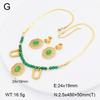 Stainless Steel Gold Flower Set Women 4pcs Necklace Earrings Bracelet Ring Cubic Zirconia Luxury Wedding Party Anniversary Gift