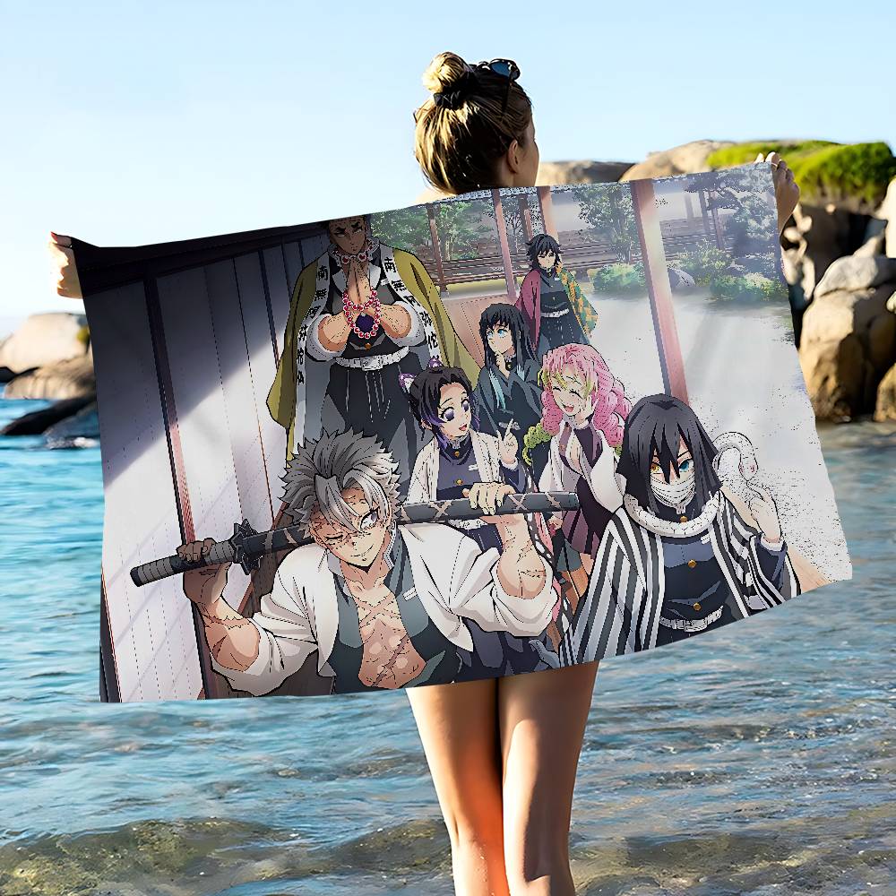 Anime Demon Slayer Beach Towel Colorful Bath Towels For Girl Microfiber Quick Dry Sand Free Beach Yoga Spa Gym Pool