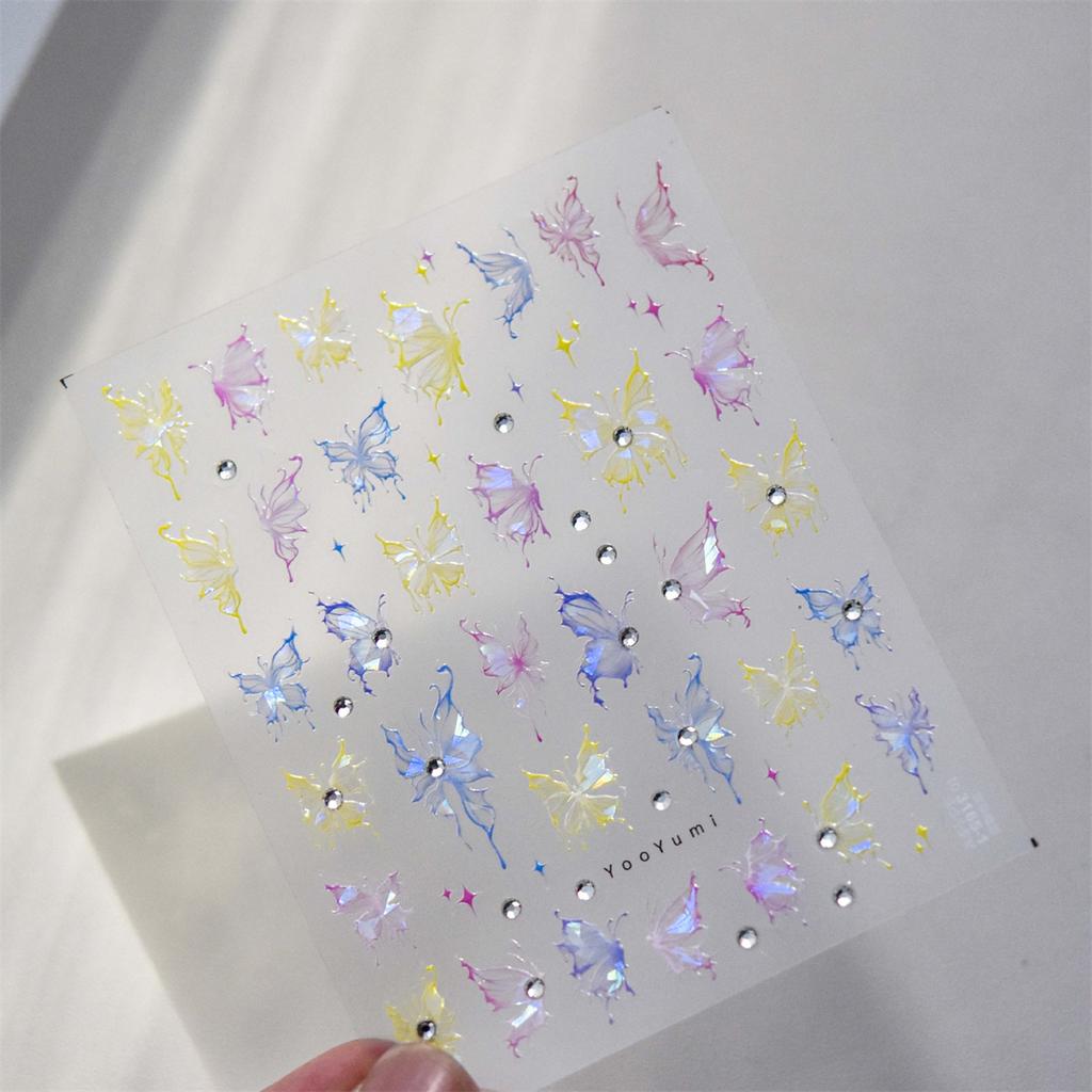 1pcs 5D Rhinestones Gold Silver Irregular Pattern Nail Sticker Simple Design Adhesive Slider Nail Art Decoration Decals Supplies