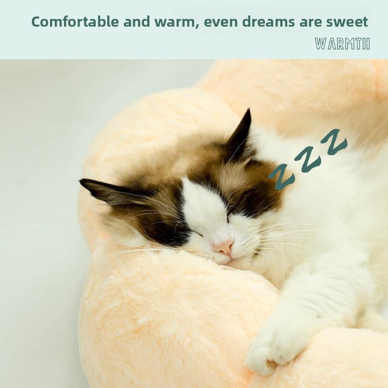 Pet Bed, Round Flower Bed, Cat Winter Warmth, Plush Cat Bed, All-season Suitable Dog Bed