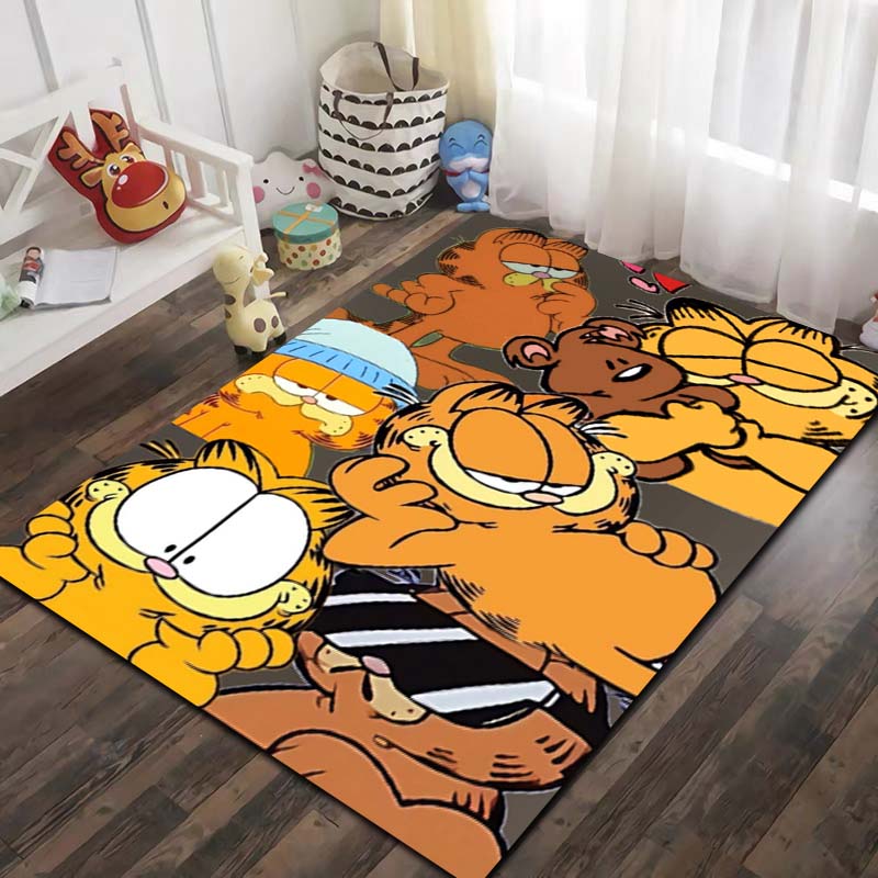 G Garfield Cartoon Cat Print Area Rug Non‑Slip Floor Mat Soft Carpet For Kids Bedroom Living Room Indoor Home Decor Holiday Gift
